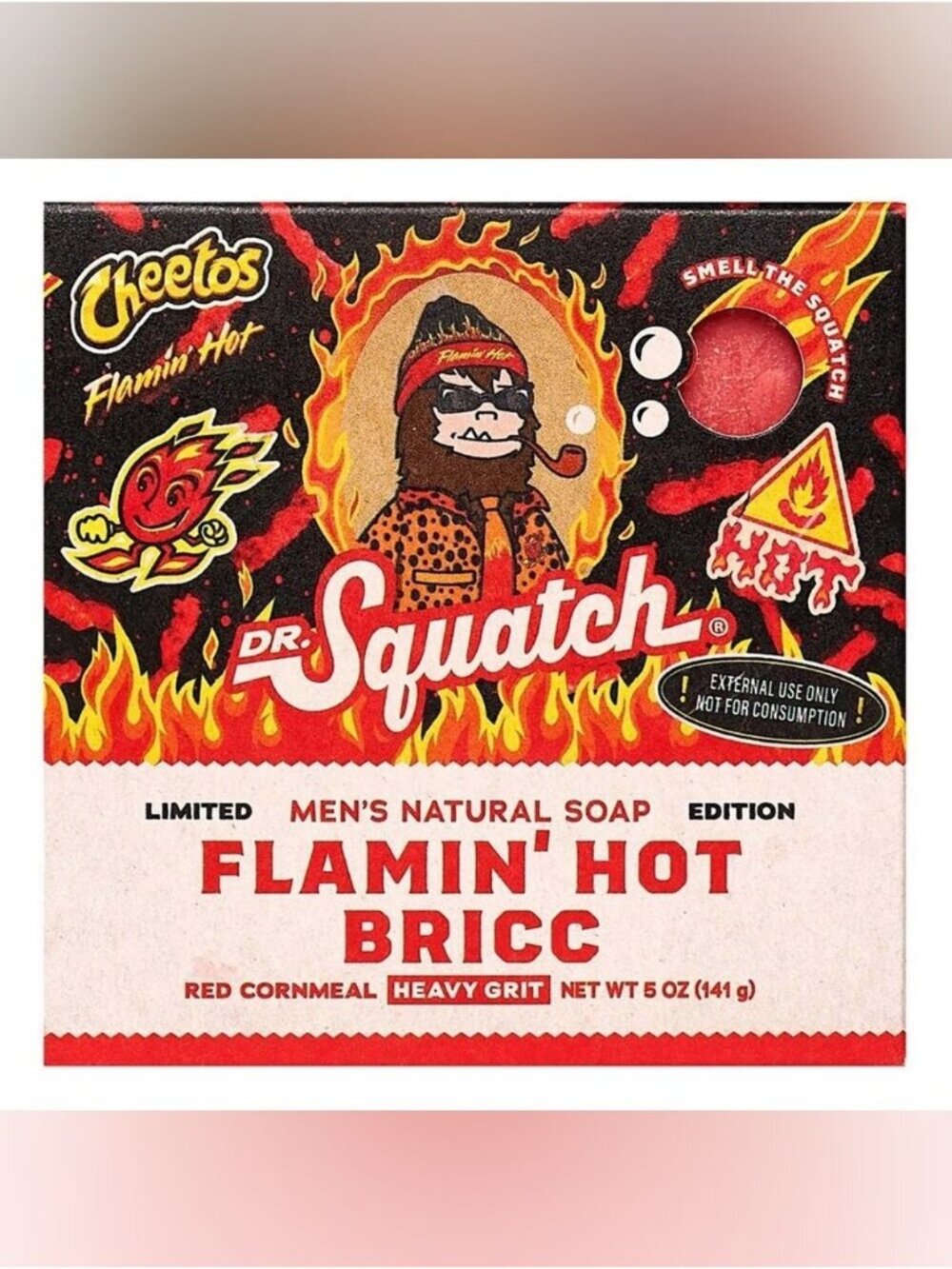 BN Limited Edition Dr. Squatch Flamin' Hot Cheetos soap bar bricc Heavy Grit